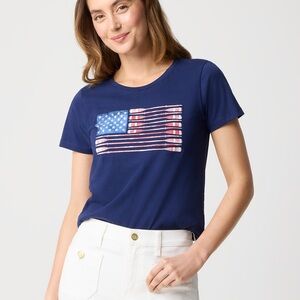 NWT J. Crew flag with oars Navy Blue Graphic Tee M